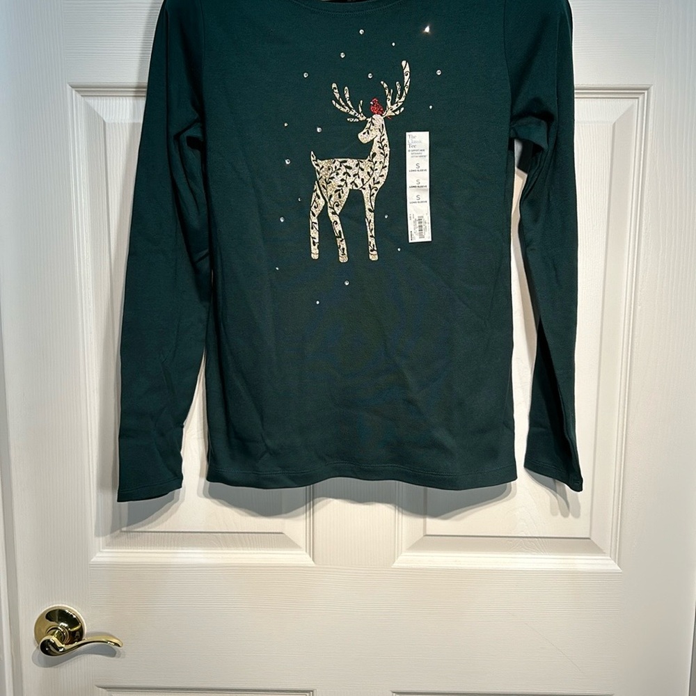 Croft & Barrow Green Reindeer Shirt S
